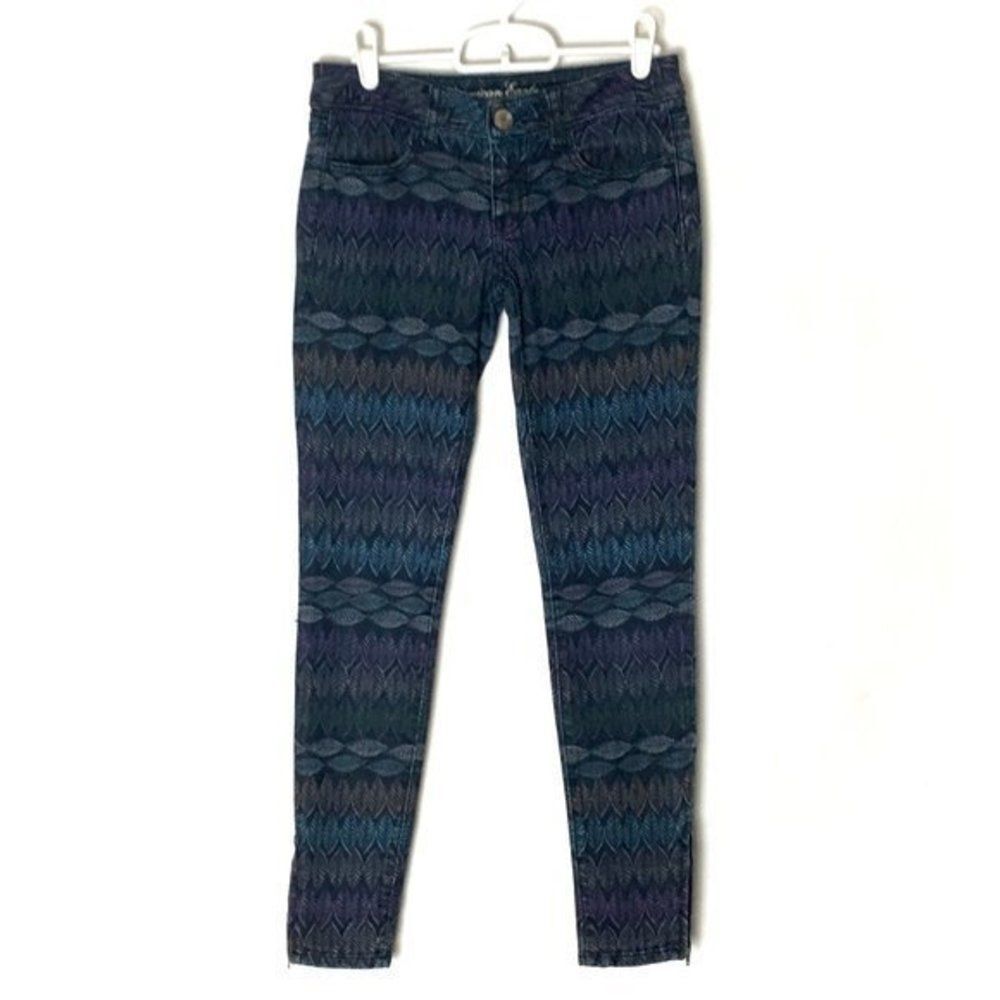 American Eagle Printed Jegging Jeans Women’s Size 0 Zip Ankle 28x26.5 Low Rise